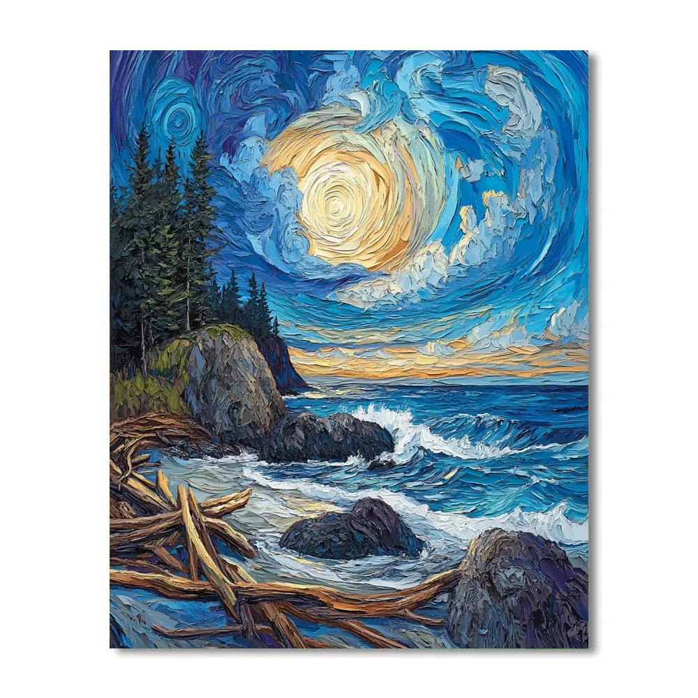 Emily Carr Inspired Windswept Coastal Driftwood paint by numbers