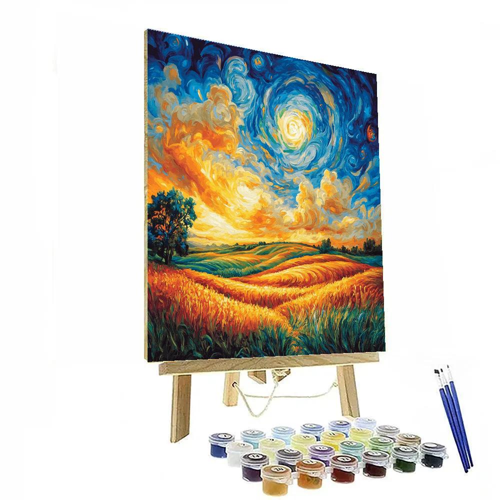 Edvard Munch Inspired Cosmic Sunlit Fields painting number kit