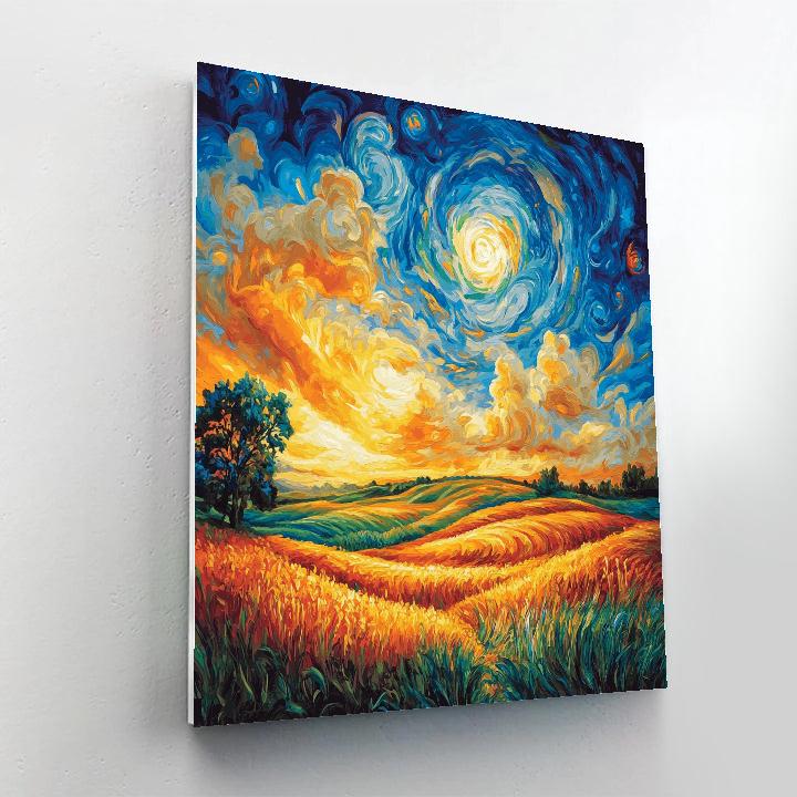Edvard Munch Inspired Cosmic Sunlit Fields painting number kit