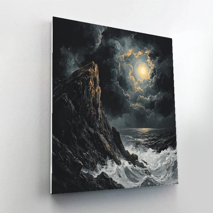 Francisco Goya Inspired Stormcast Cliff Under Moonshadow paint by color