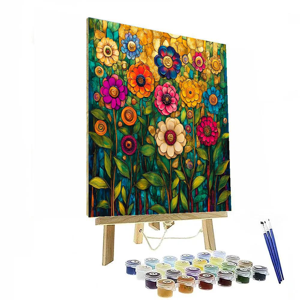 Klimt Inspired Golden Floral Abundance Numbered painting kits