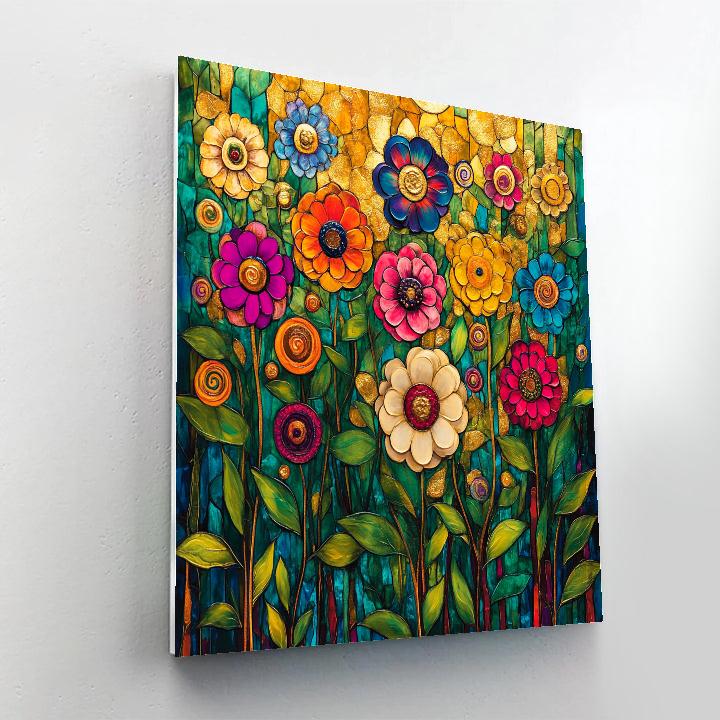 Klimt Inspired Golden Floral Abundance Numbered painting kits
