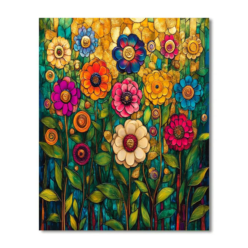 Klimt Inspired Golden Floral Abundance Numbered painting kits