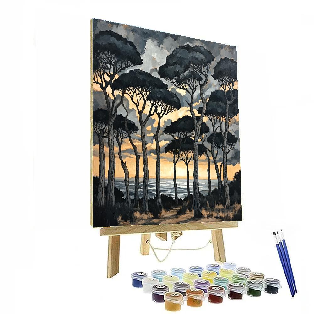 Francisco Goya Inspired Twisted Pines Beneath Ominous Horizon Paint by numbers art