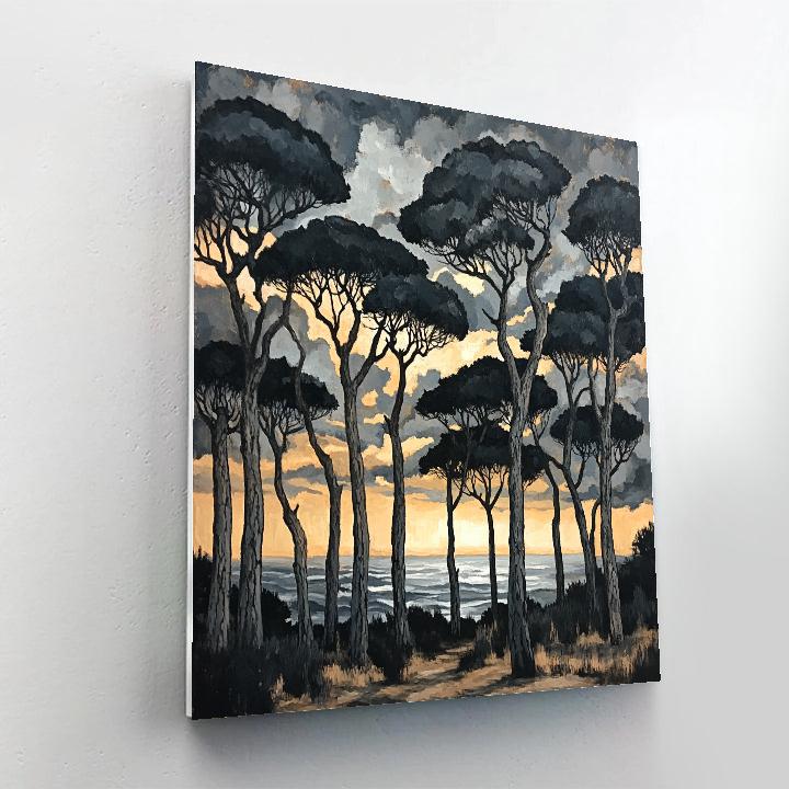 Francisco Goya Inspired Twisted Pines Beneath Ominous Horizon Paint by numbers art