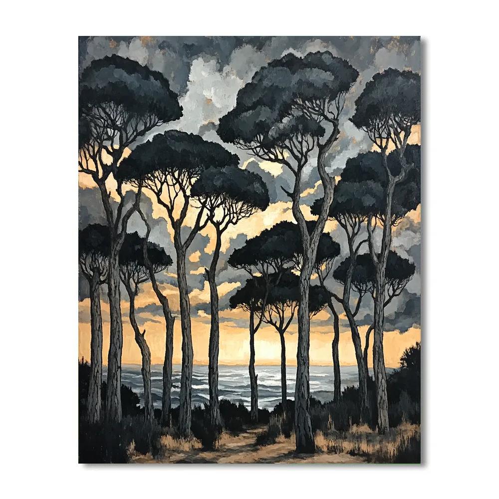Francisco Goya Inspired Twisted Pines Beneath Ominous Horizon Paint by numbers art