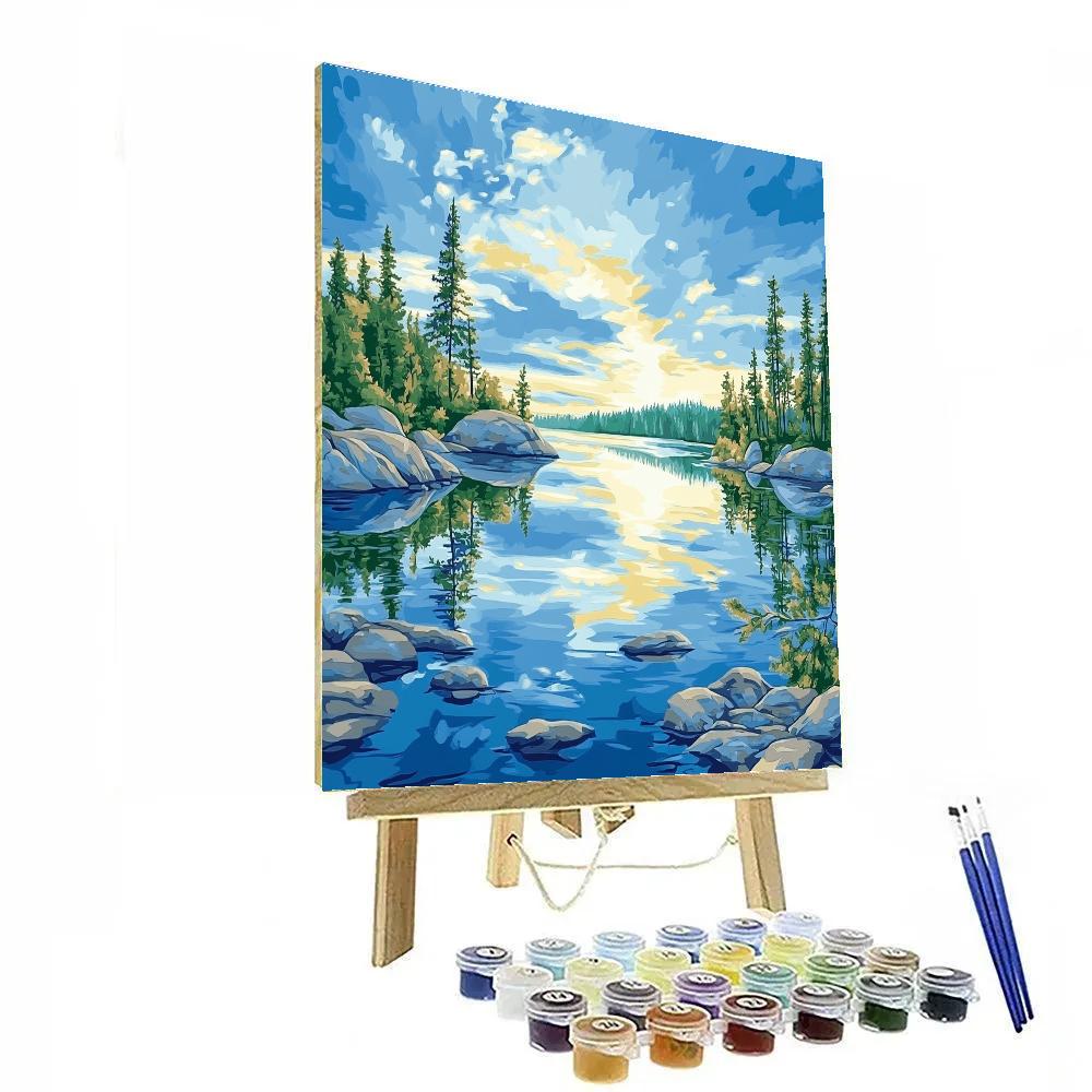 Franklin Carmichael Inspired Dawn Over Glassy Lake Numbered painting kits