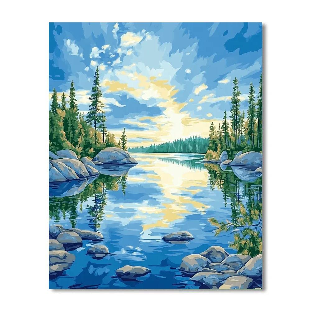 Franklin Carmichael Inspired Dawn Over Glassy Lake Numbered painting kits