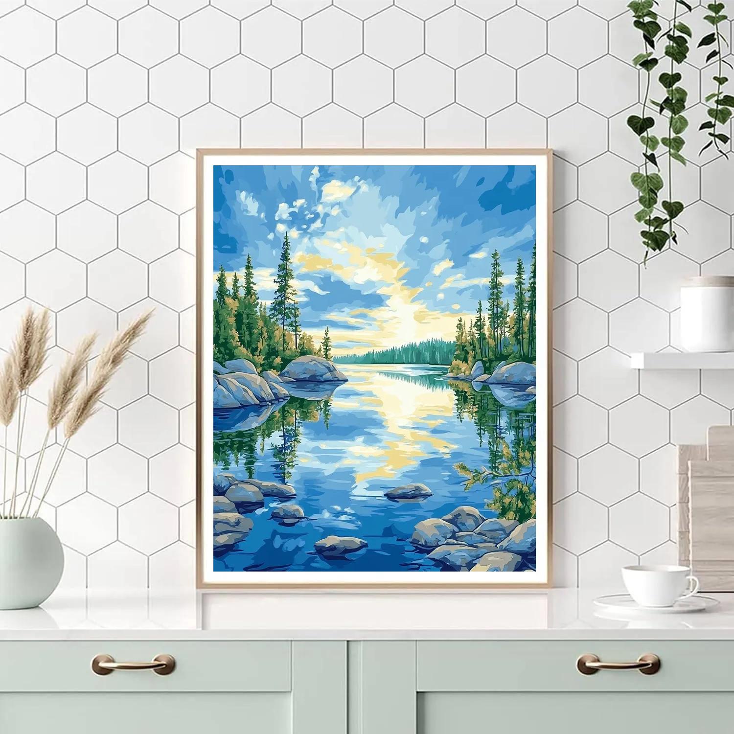 Franklin Carmichael Inspired Dawn Over Glassy Lake Numbered painting kits