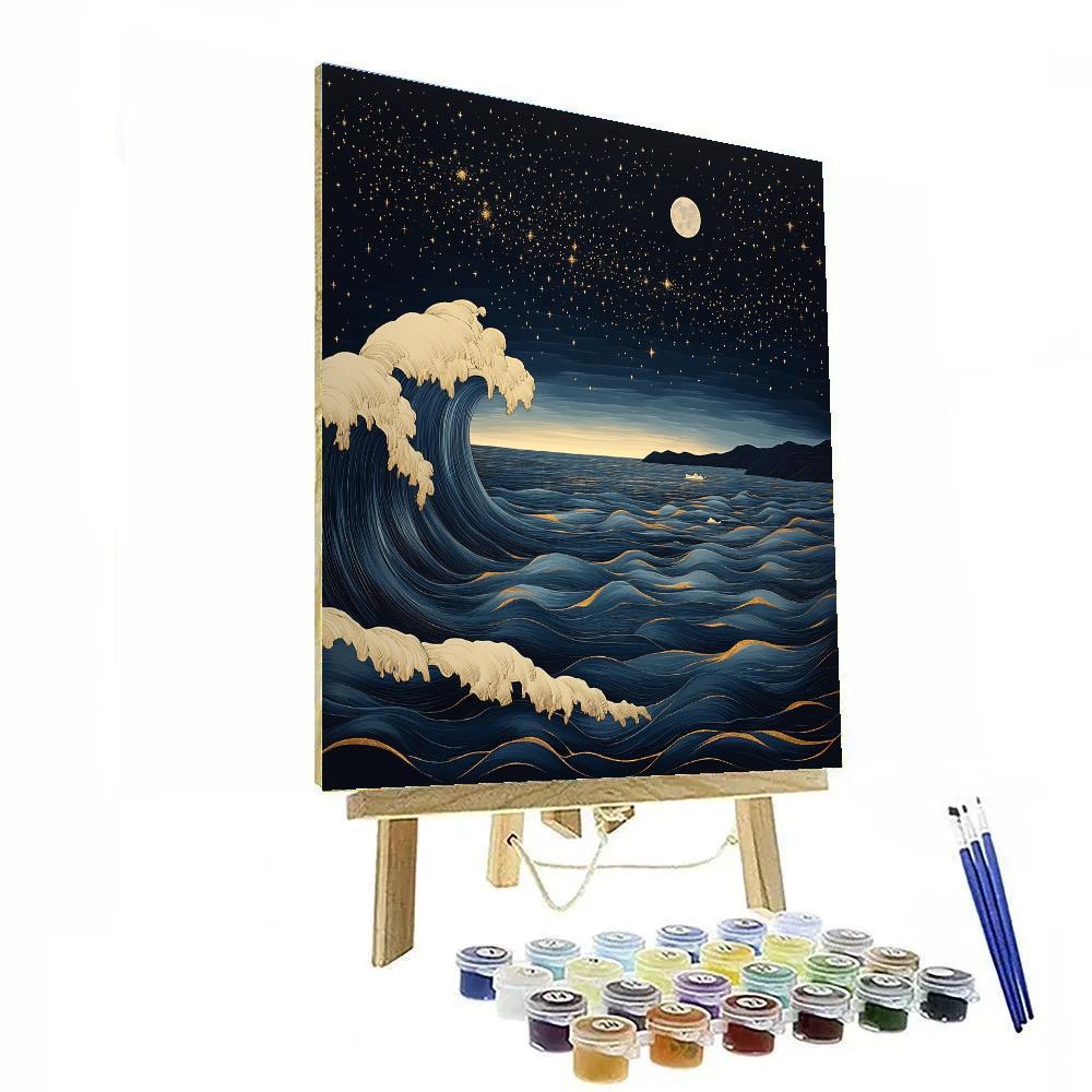 Hokusai Inspired Astral Waves Paint by numbers kits