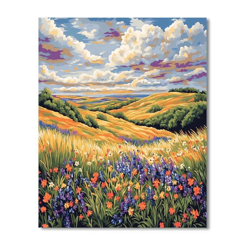 J. E. H. MacDonald Inspired Meadow Rhythm With Wildflowers paint by numbers