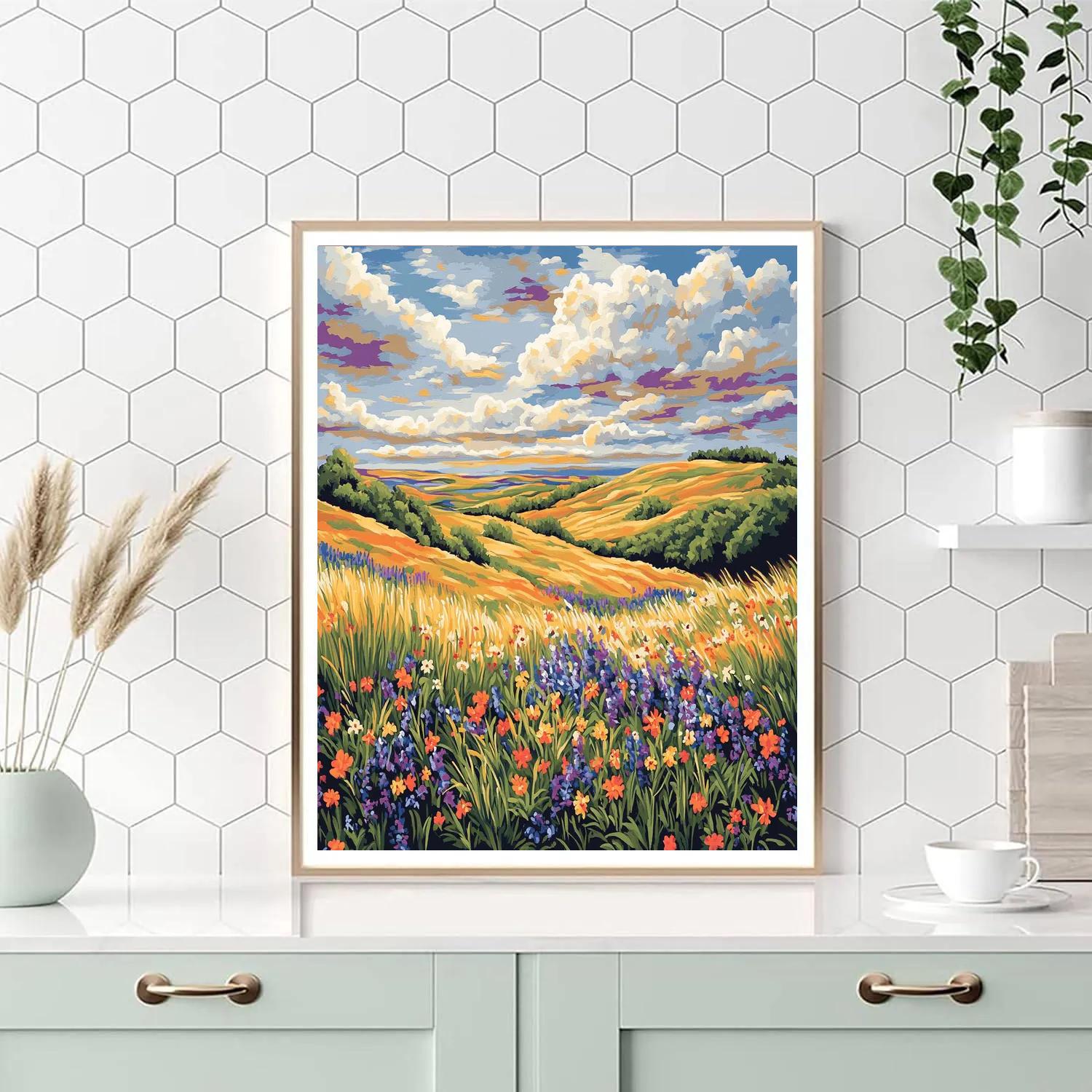 J. E. H. MacDonald Inspired Meadow Rhythm With Wildflowers paint by numbers