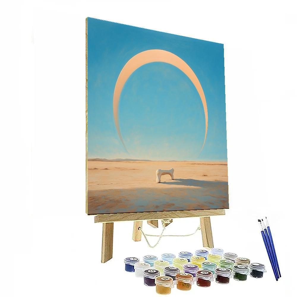 Georgia O’Keeffe Inspired Desert Bone Silhouette Against Sky paint by number