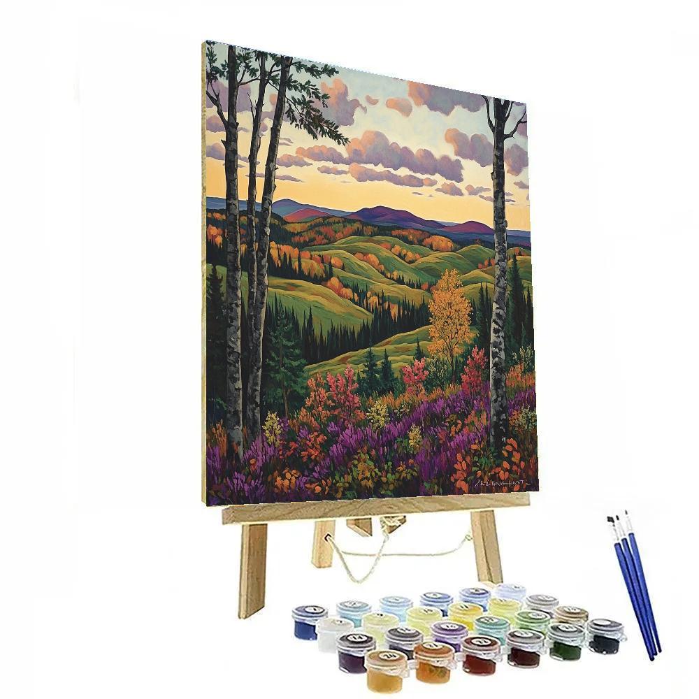 J. E. H. MacDonald Inspired Rhythmic Autumn Hillscape Paint by numbers art