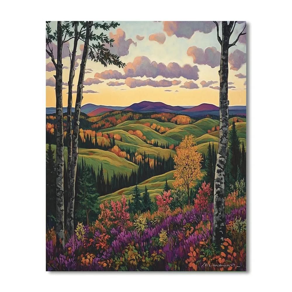 J. E. H. MacDonald Inspired Rhythmic Autumn Hillscape Paint by numbers art