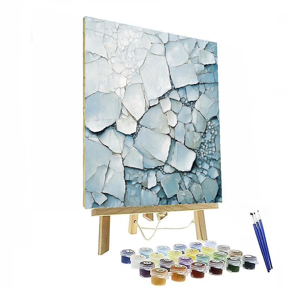 Jean-Paul Riopelle Inspired Glacial Abstraction In Ice Blue Painting by numbers kit