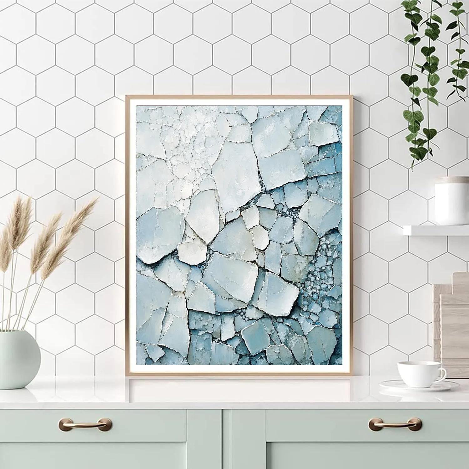 Jean-Paul Riopelle Inspired Glacial Abstraction In Ice Blue Painting by numbers kit