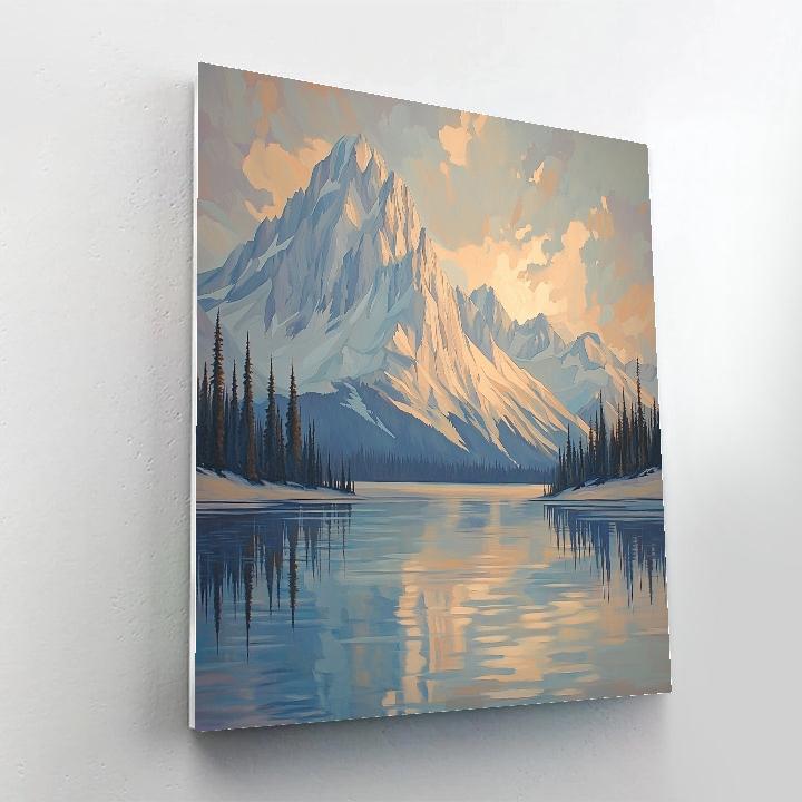 Lawren Harris Inspired Silent Snowcapped Ridge At Dawn paint by color