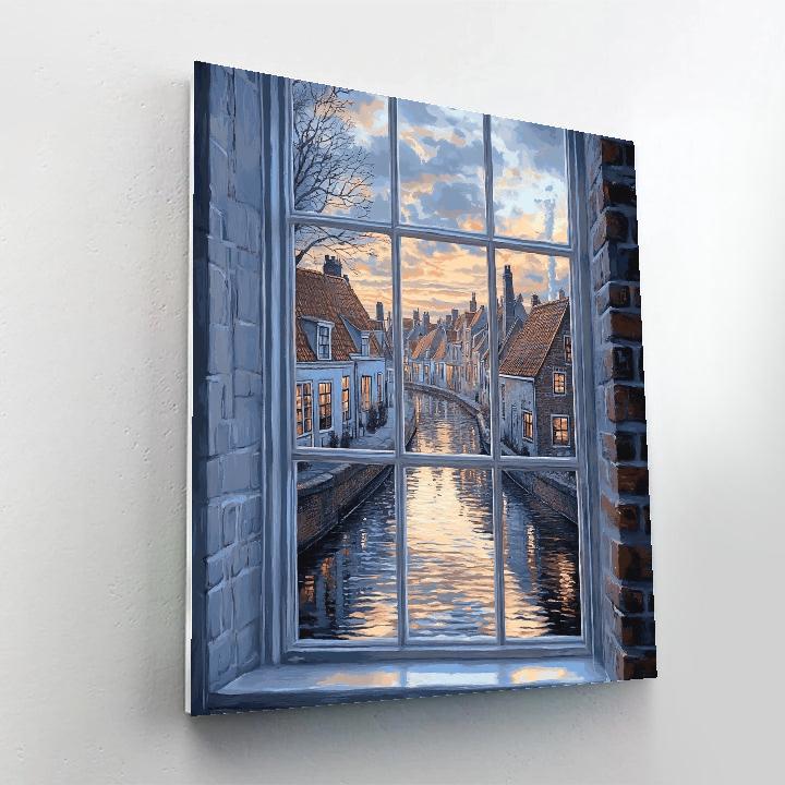 Johannes Vermeer Inspired Rooftops Across Canal At Dusk Painting by numbers kit