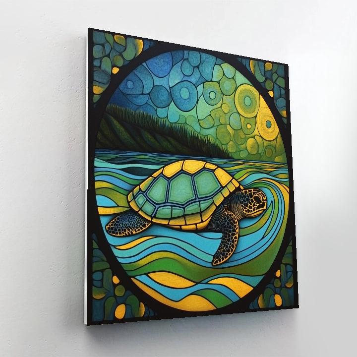 Norval Morrisseau Inspired Turtle Harbor Of Sacred Waters paint by color