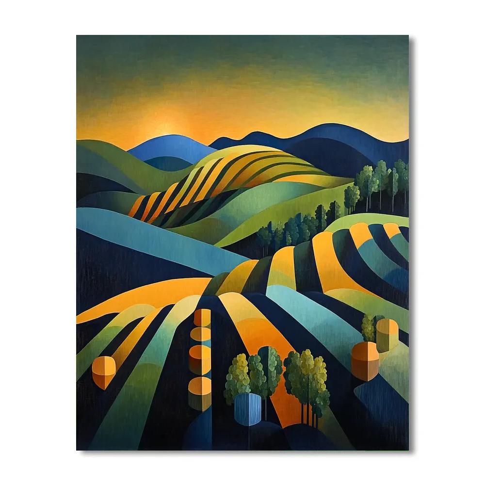Pablo Picasso Inspired Fractured Vineyard Landscape Paint by numbers kits