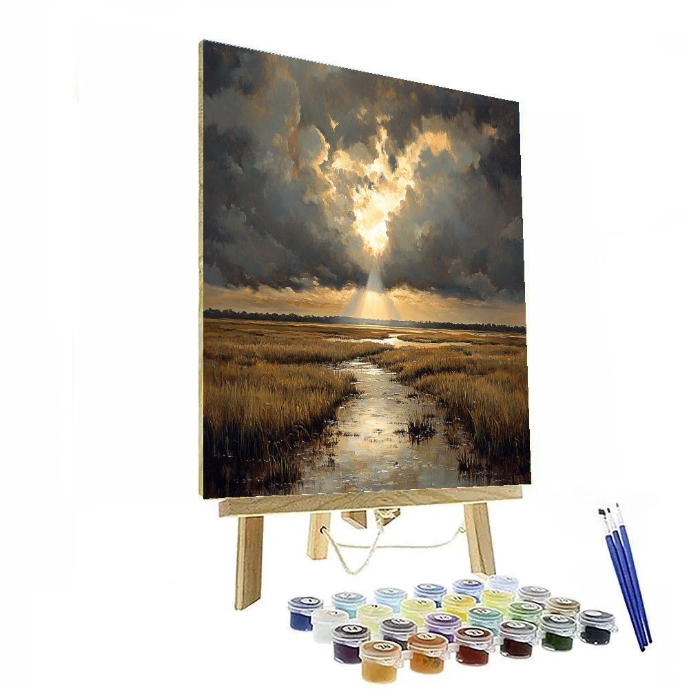 Rembrandt Inspired Storm Clouds Over Dutch Fields DIY paint by numbers