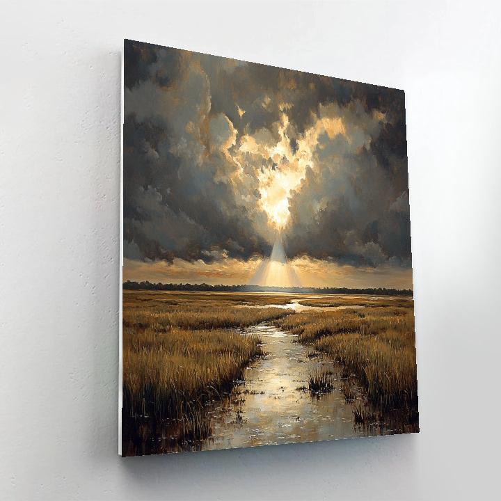 Rembrandt Inspired Storm Clouds Over Dutch Fields DIY paint by numbers