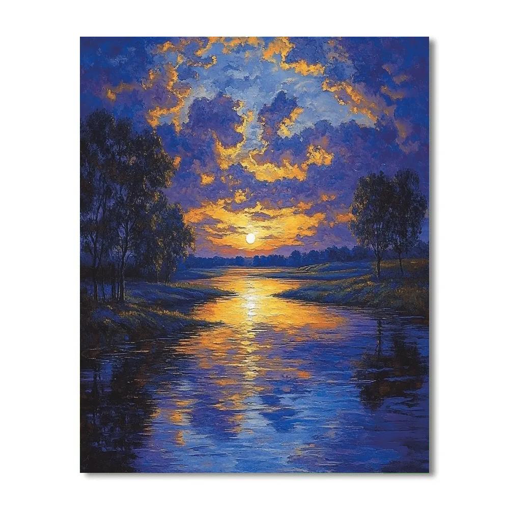 Rembrandt Inspired Twilight Reflections On A Quiet River Painting by numbers kit