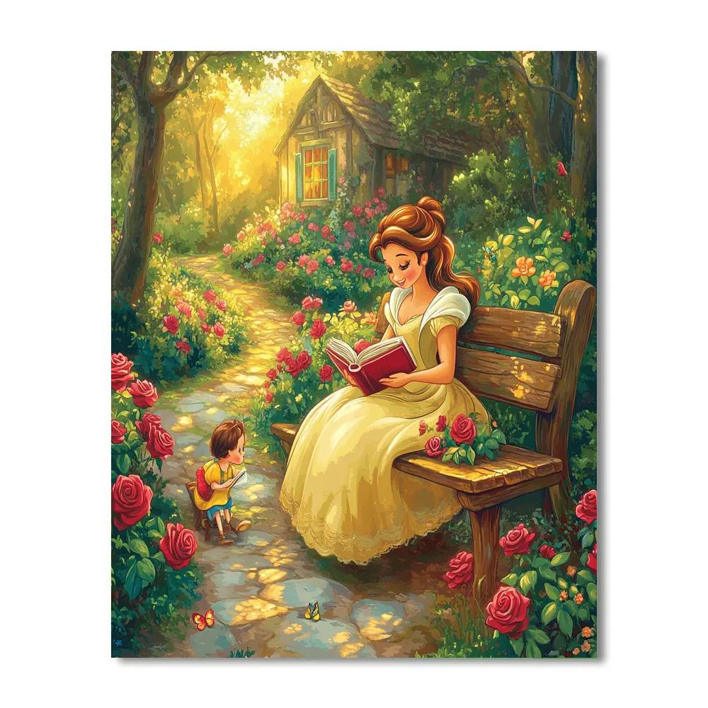 Belle And Chip Garden Reading Paint by numbers kits