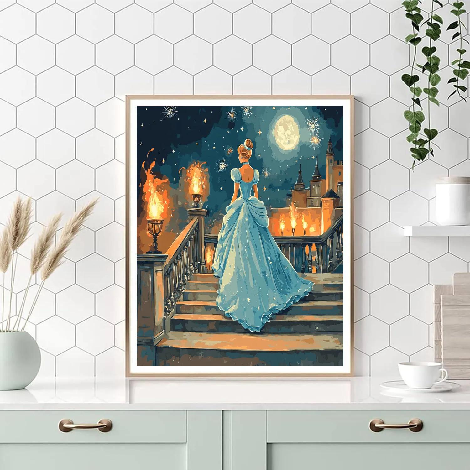 Cinderella Evening Ball Scene Paint by numbers art
