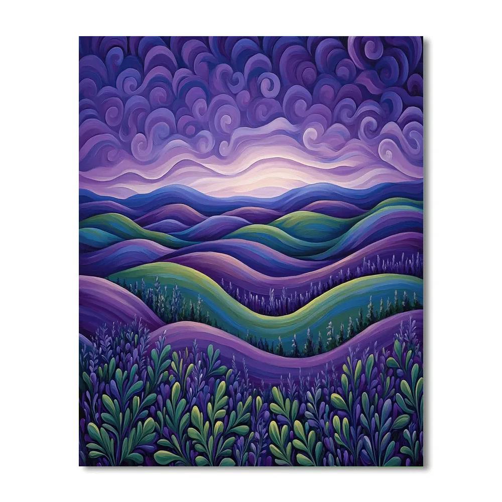 Frederick Varley Inspired Luminous Violet Twilight Over Wind-swept Hills Painting by numbers kit