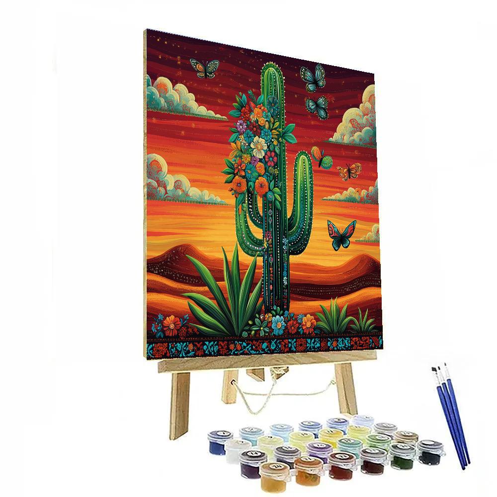 Frida Kahlo Inspired Solitary Cactus Number painting