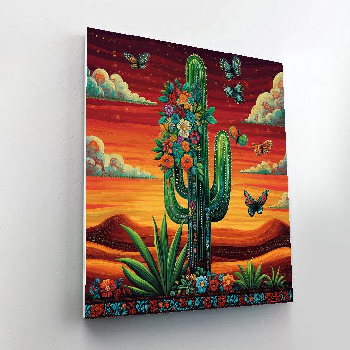 Frida Kahlo Inspired Solitary Cactus Number painting