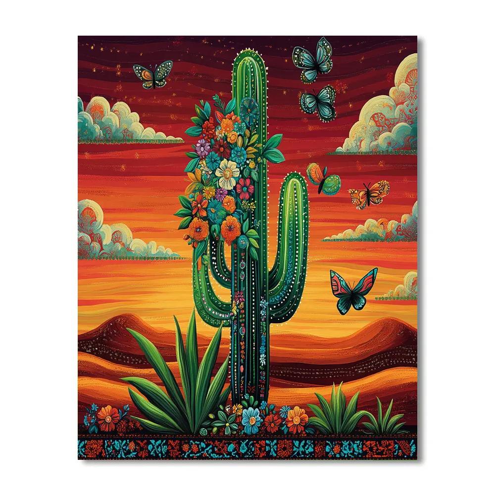 Frida Kahlo Inspired Solitary Cactus Number painting