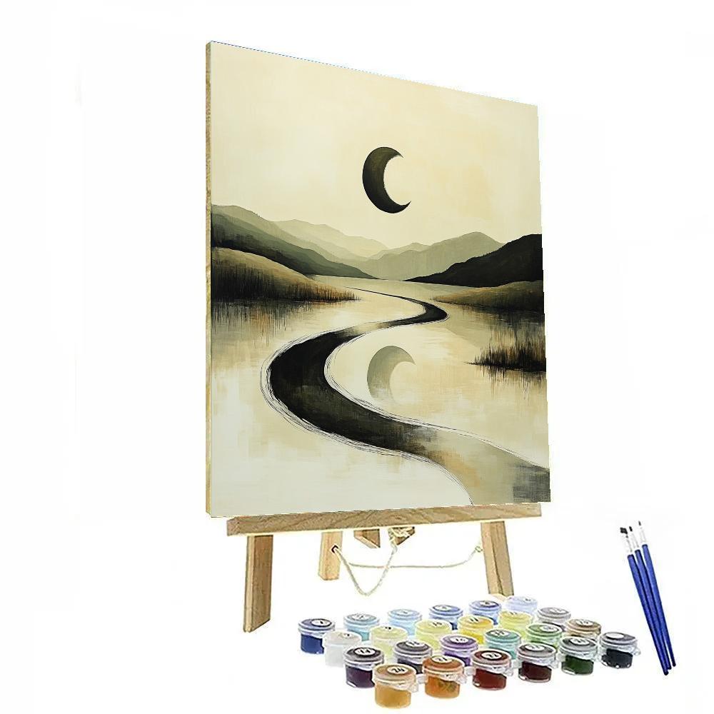 Zhao Mengfu Inspired Calligraphic River Moon Paint by numbers kits