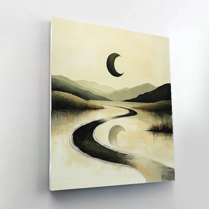 Zhao Mengfu Inspired Calligraphic River Moon Paint by numbers kits