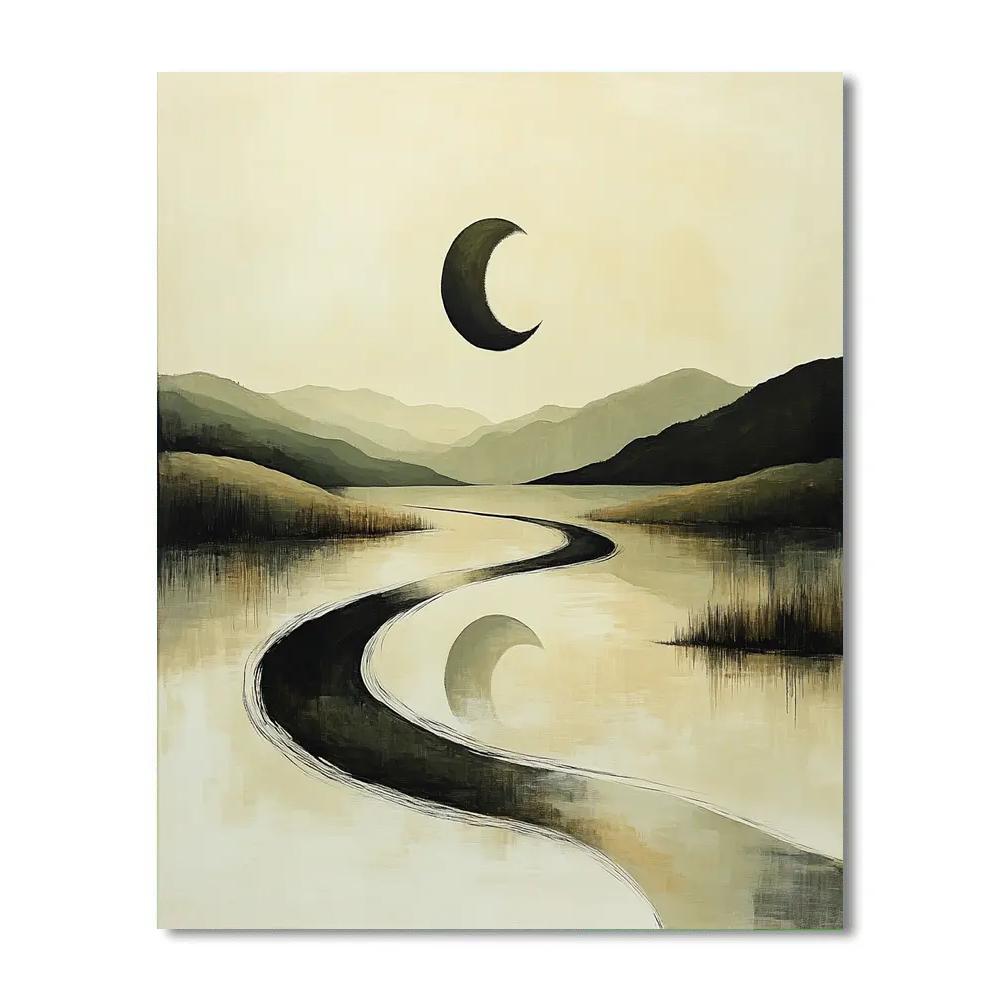 Zhao Mengfu Inspired Calligraphic River Moon Paint by numbers kits