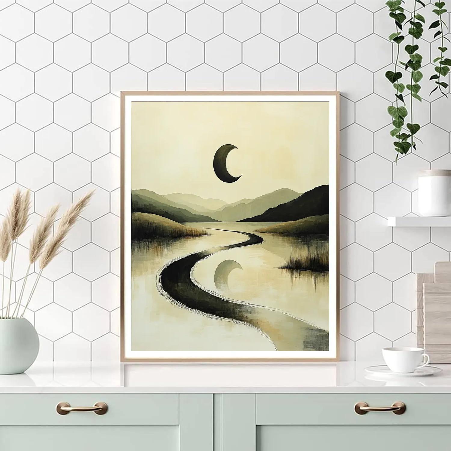 Zhao Mengfu Inspired Calligraphic River Moon Paint by numbers kits