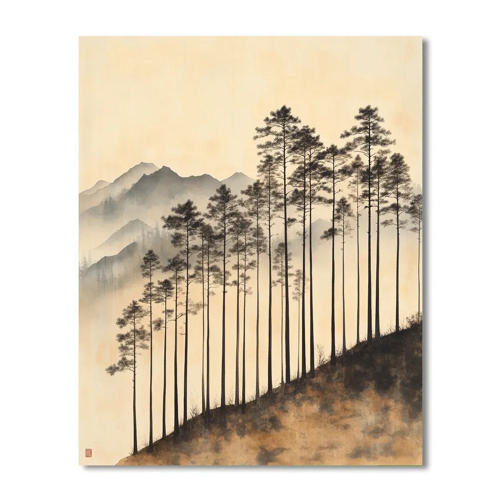 Zhao Mengfu Inspired Ancient Pine Harmony Paint by numbers art