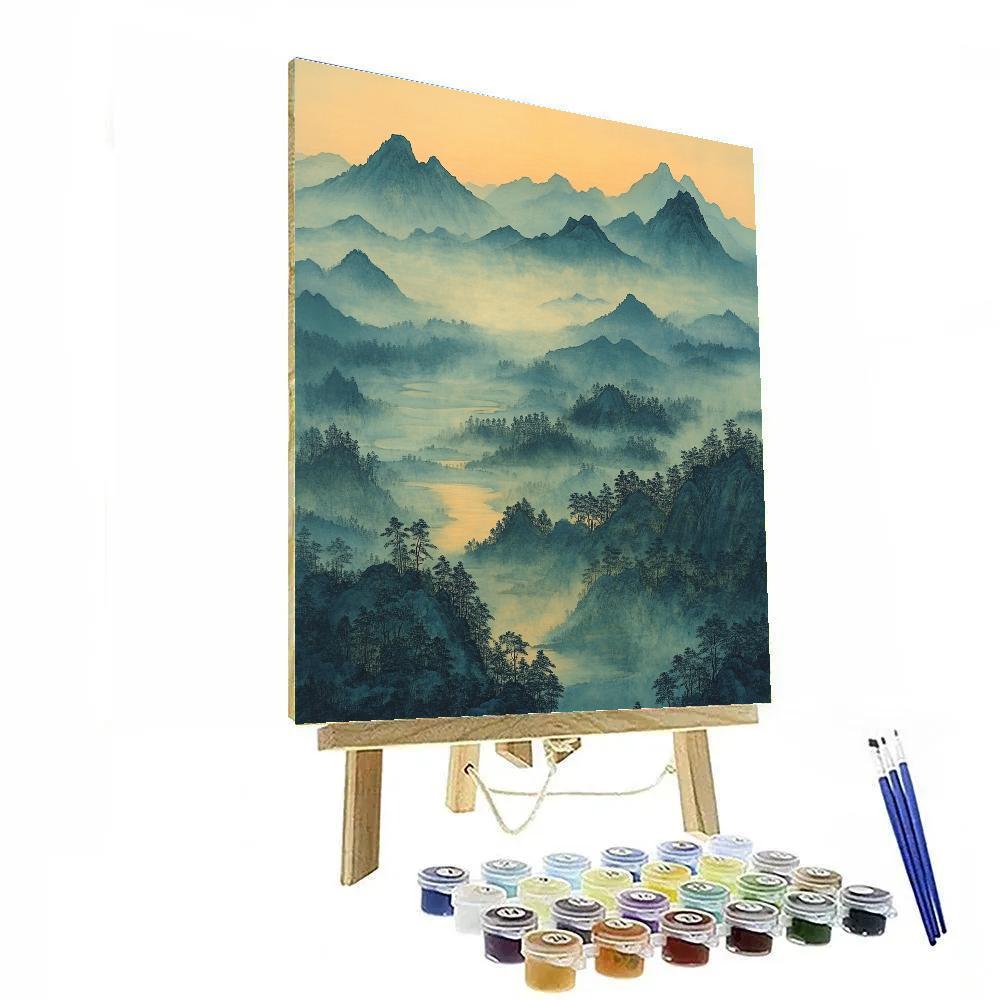 Zhao Mengfu Inspired Tranquil Mountain Mist Painting by numbers kit