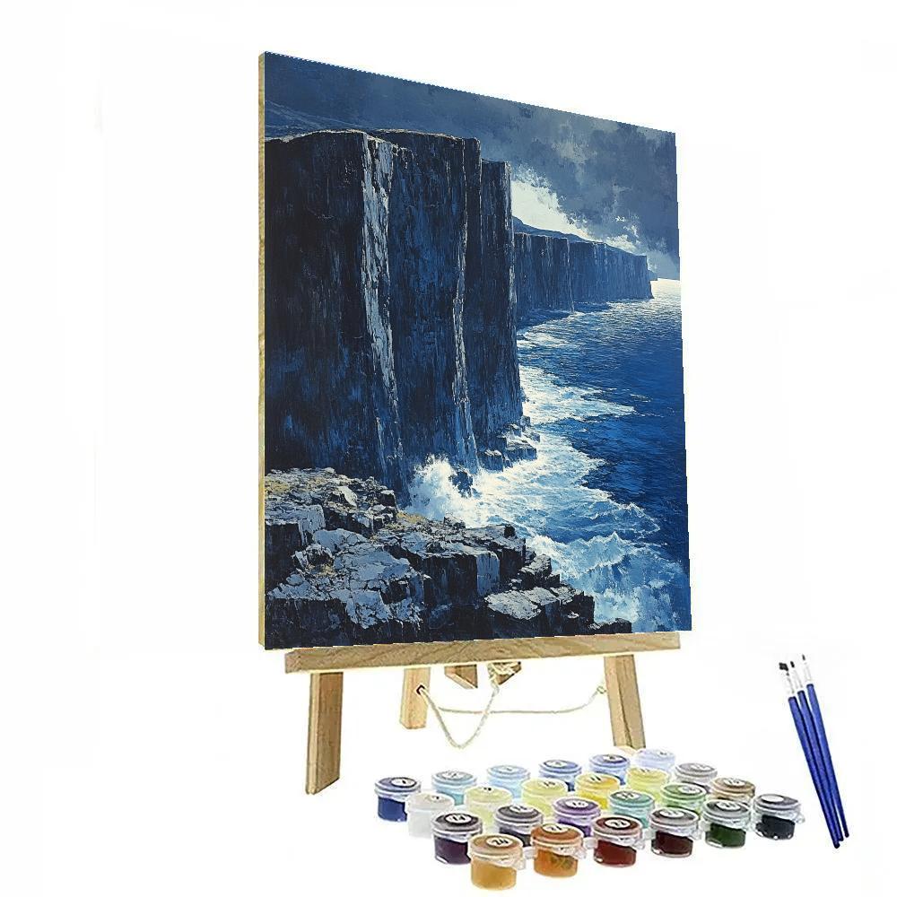 Michelangelo Inspired Stormy Coastline paint by numbers