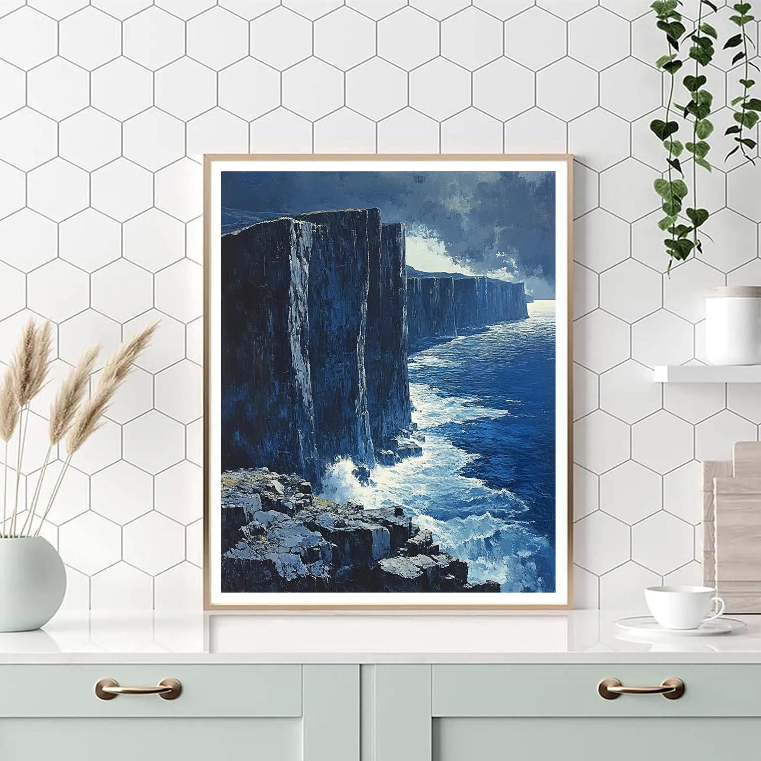 Michelangelo Inspired Stormy Coastline paint by numbers