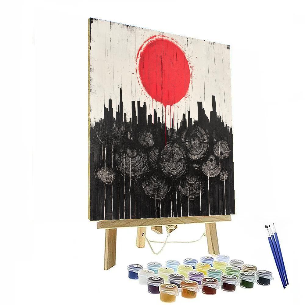 Banksy Inspired Environmental Dusk paint by numbers