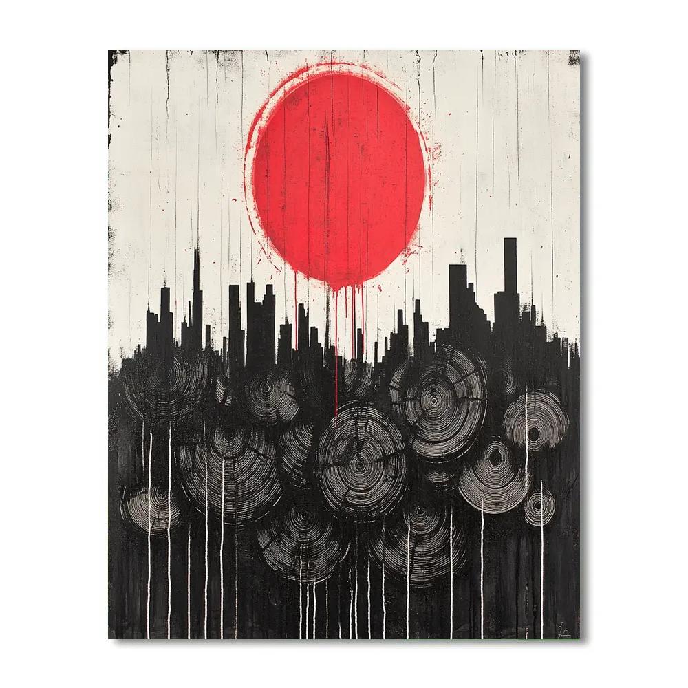 Banksy Inspired Environmental Dusk paint by numbers
