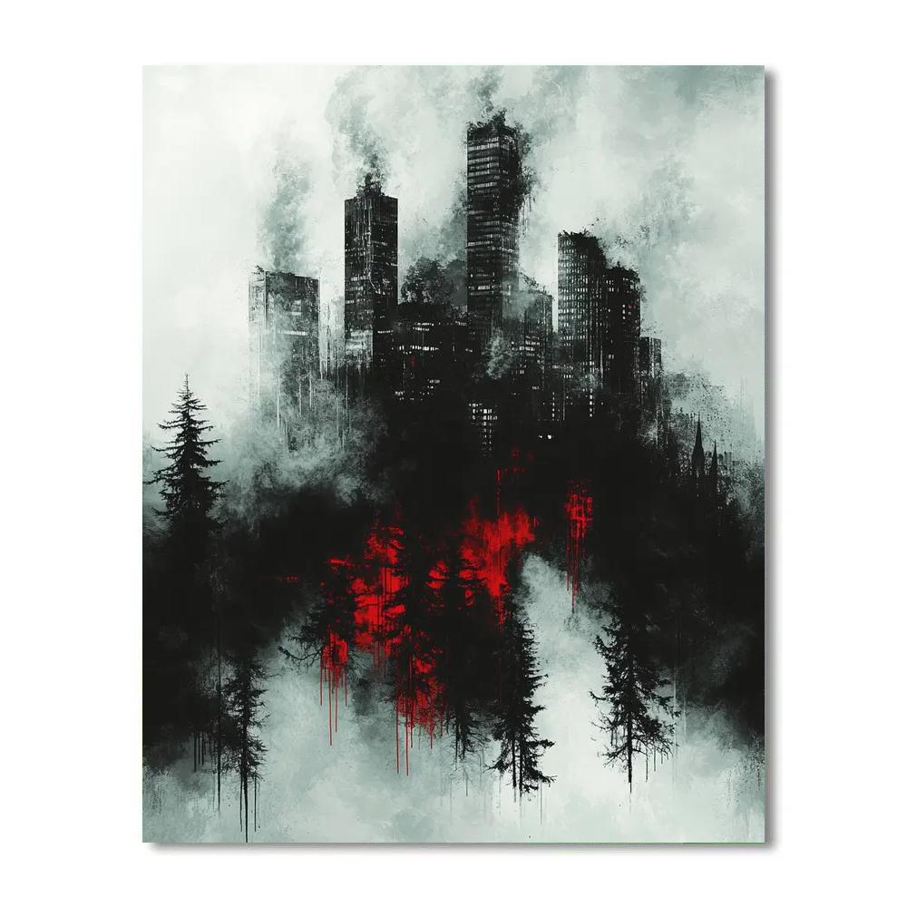 Banksy Inspired Urban Pollution Reflection paint by number