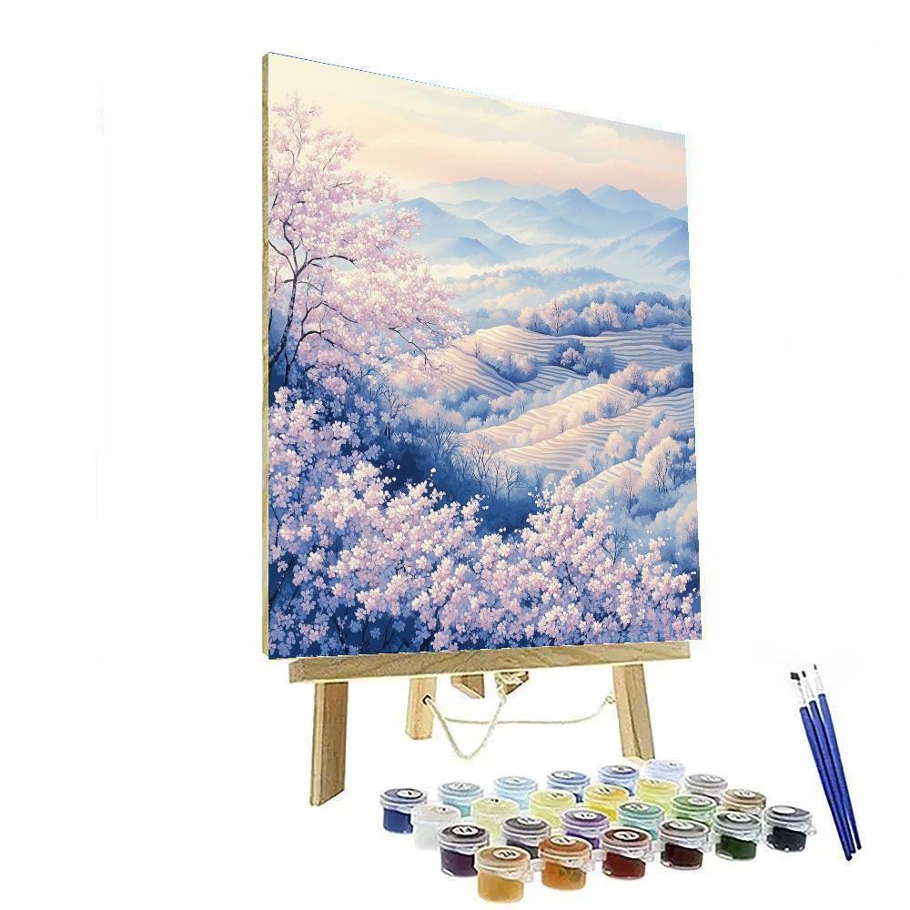 Hiroshige Inspired Spring Cherry Blossom Breeze Number painting