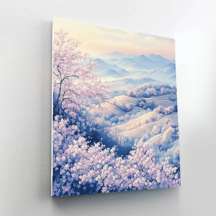 Hiroshige Inspired Spring Cherry Blossom Breeze Number painting