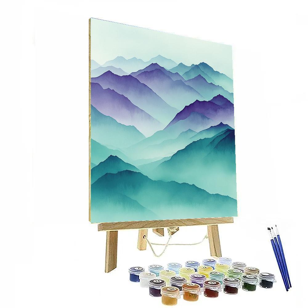 Hiroshige Inspired Twilight Mountain Mist Paint by numbers art