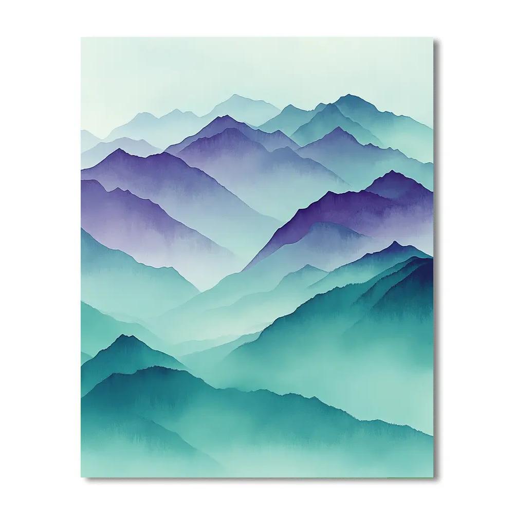 Hiroshige Inspired Twilight Mountain Mist Paint by numbers art