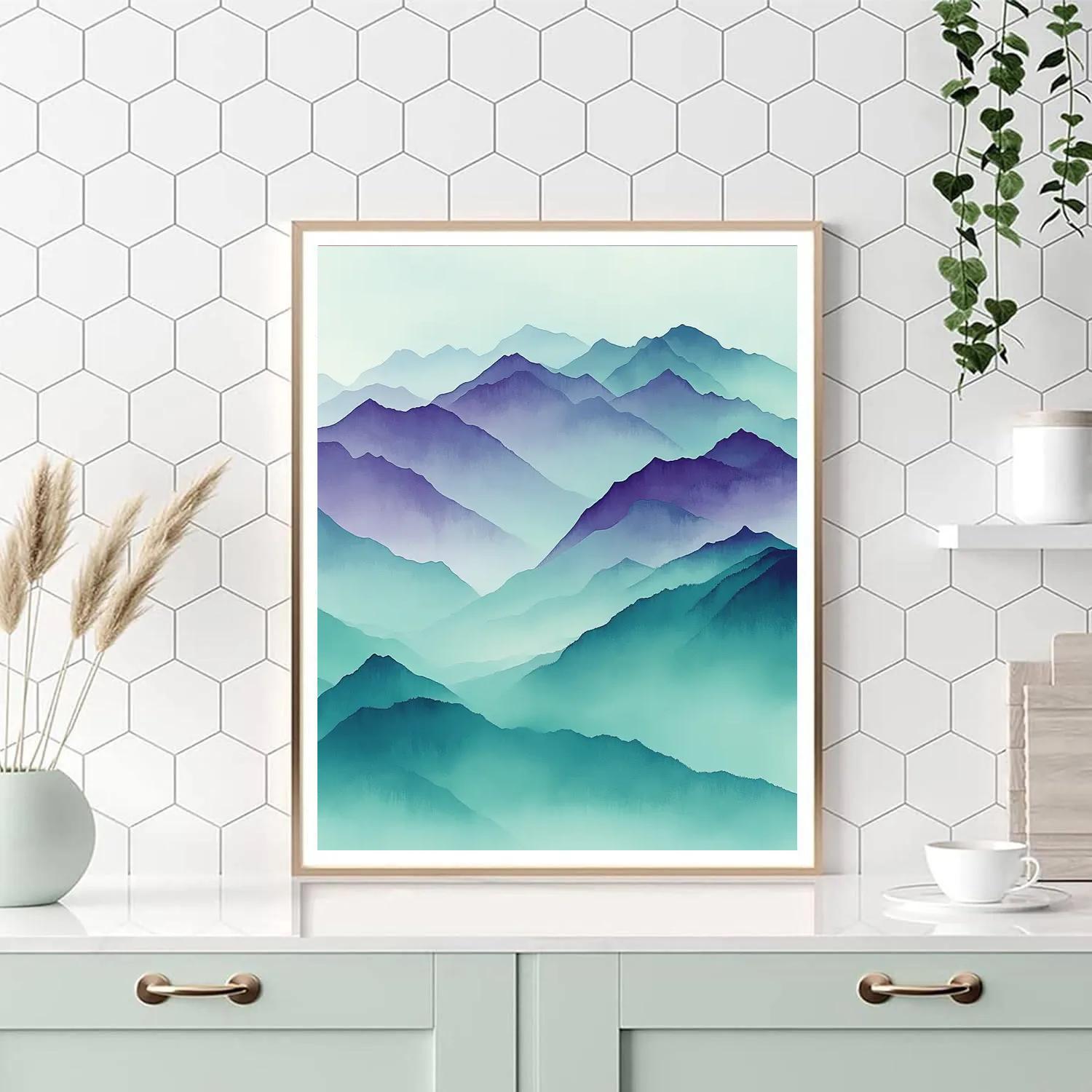 Hiroshige Inspired Twilight Mountain Mist Paint by numbers art